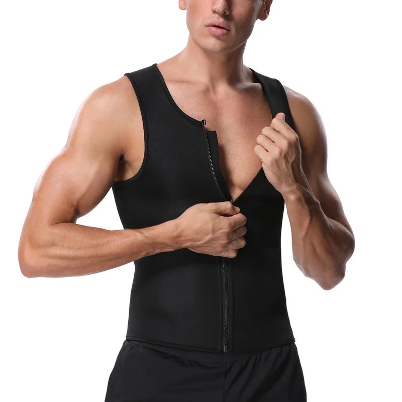 Термо жилет для похудения для мужчин Талии Тренажер похудения корсет из неопрена мужские Шейперы на молнии сауна майка для тренировки
