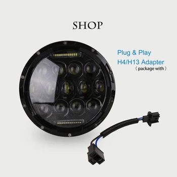 

7 Inch Round 75W High Low Led Headlight H4 6000K Dc 12V 24V Super Bright Indicator Light for 4X4 Jeep Wrangler Lada