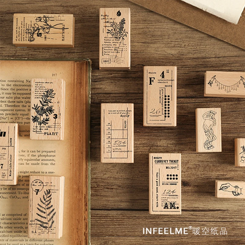 

Cute Diy Wooden Rubber Stamps Flower And Plants Diary Scrapbooking Stamps Set