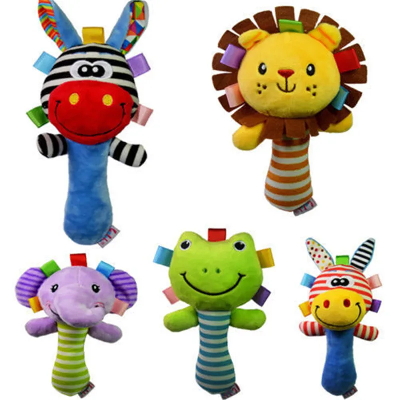 

Cute Infant Baby Kids Sound Handbell Toddler Rattle Animal Plush Soft Doll Toys
