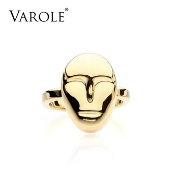 

VAROLE Hight Quality Fashion Face Style Midi Rings For Women Gold Silver Color 100% Copper Anillos Ring Jewelry Bagues Anillos