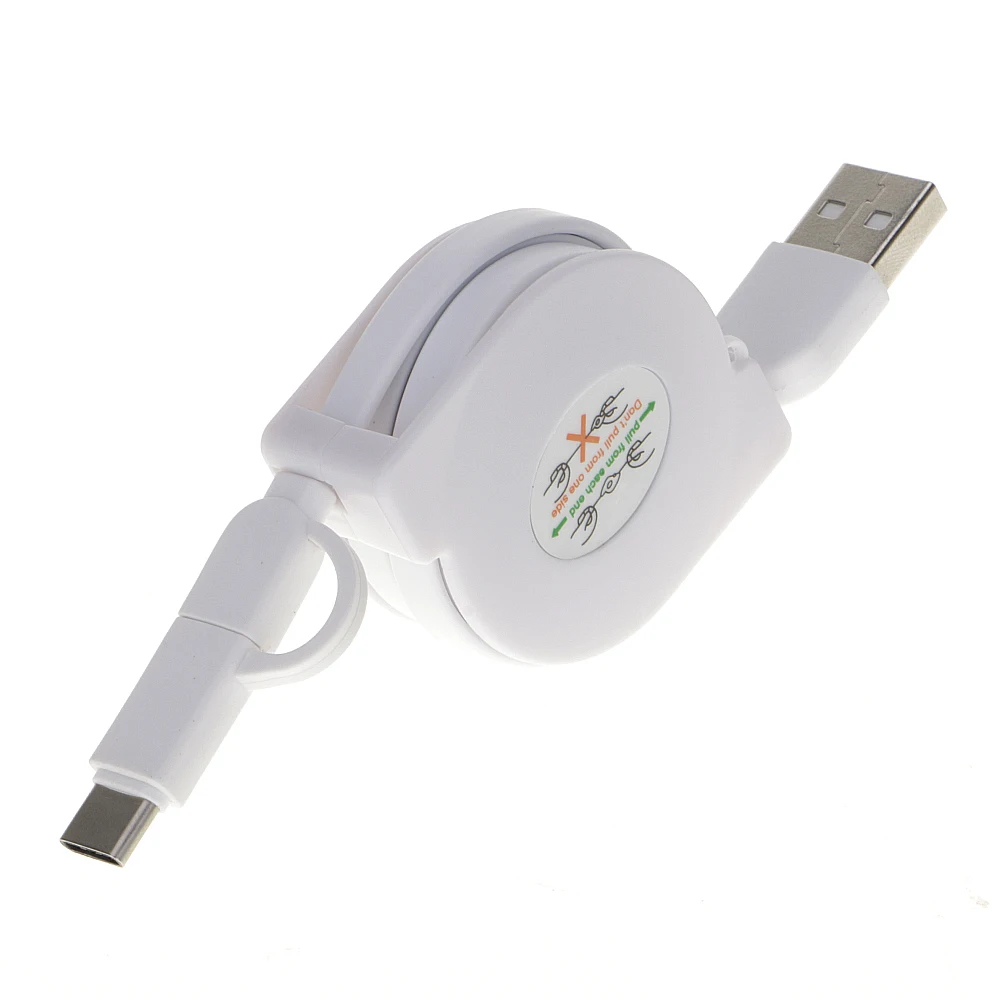 2 в 1 type C Мужской микро USB быстрый мульти зарядный кабель для Apple MacBook - Цвет: Белый
