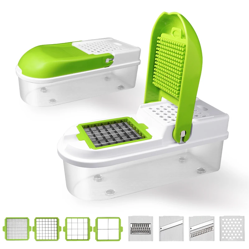 

8 In 1 Vegetable Cutter Manual Potato Peeler with 8 Dicing Blades Carrot Grater Dicer Kitchen Chopper Tools Vegetable Slicer