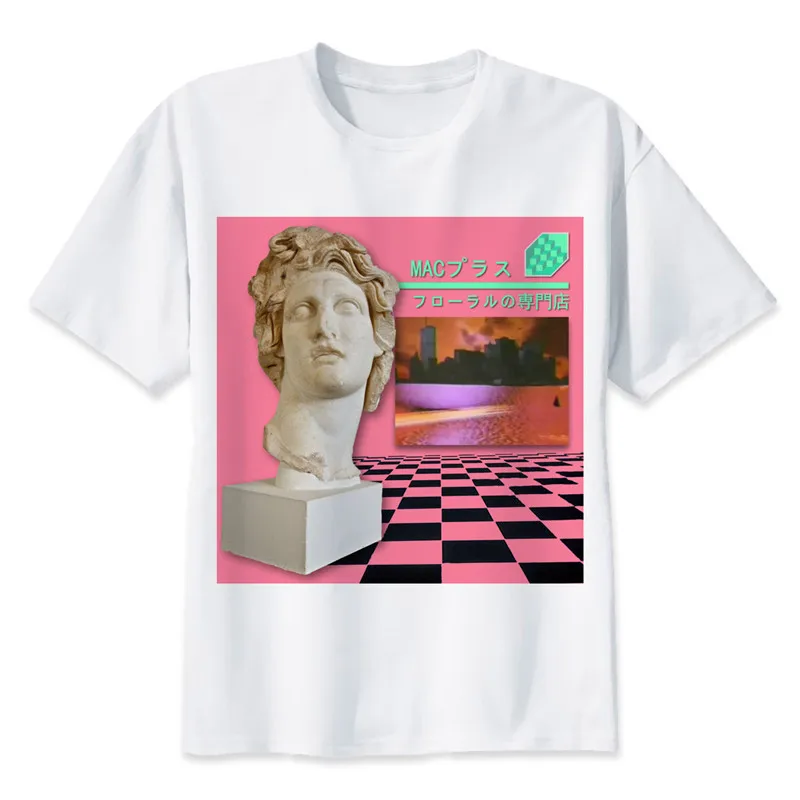 Vaporwave, Мужская футболка, летняя, модная, высокое качество, футболка, повседневная, белая, с принтом, с круглым вырезом, мужские футболки, M8163 - Цвет: 477