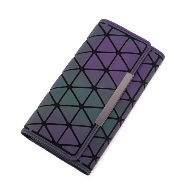 Luminous Wallets Card Holder Wallet Women Long Clutch Small Purses Lattice Standard Wallets Noctilucent Bag carteir - Цвет: E