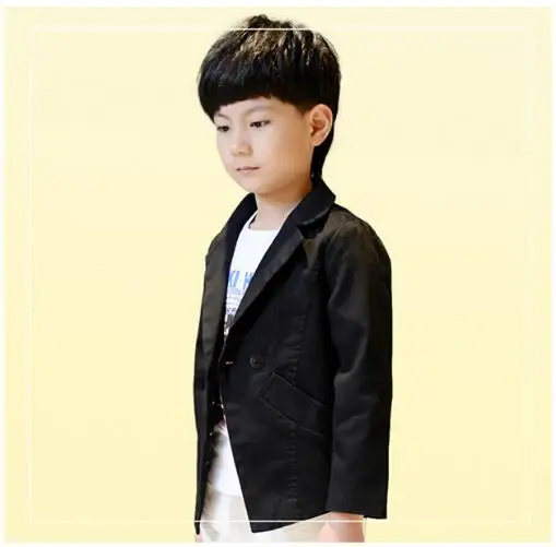 Деловой костюм с пиджаком в Корейском стиле для мальчиков, хлопковая куртка джентльмена с длинными рукавами для свадьбы, черная верхняя одежда, Детский костюм с длинными рукавами, От 5 до 13 лет - Цвет: 1