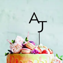 Пользовательские монограмма торт Топпер Инициалы персонализированные свадебные Торт Топперы невесты и жениха акриловые украшения торта