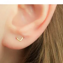 PINJEAS заполнение два отверстия V серьги ручной работы двойной пирсинг шеврон ухо манжеты минималистические милые ювелирные изделия