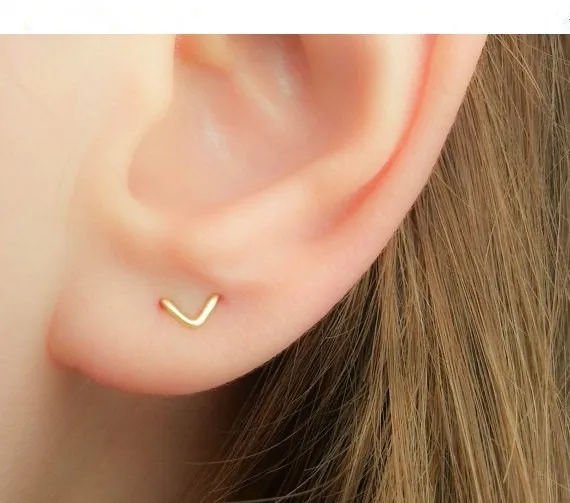 Us 7 99 15 Off Pinjeas Filling Two Hole V Earrings Handmade Double Piercing Chevron Ear Cuff Minimalist Cute Jewelry In Stud From Us 7 99 15 Off Pinjeas Filling Two Hole V Earrings Handmade Double Piercing Chevron Ear Cuff Minimalist Cute Jewelry In Stud From