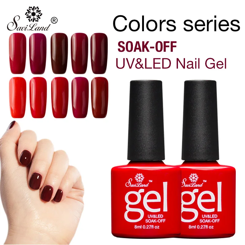 

Saviland 8ml Gradient Red Nude Series Colors Nail Gel Polish Semi Permanentes Wine Red UV Nail Varnish Soak Off Gel Lacquer