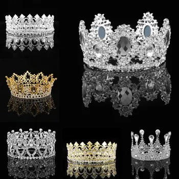 

Vintage Baroque Queen King Bride Tiara Crown For Women Headdress Prom Bridal Wedding Tiaras and Crowns Hair Jewelry Accessories