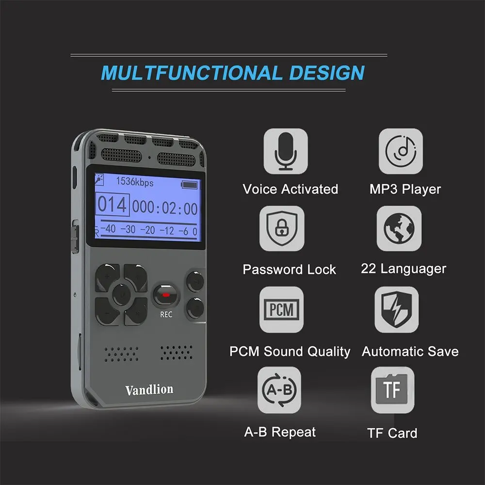 Vandlion Digital Voice Recorder Audio Recording