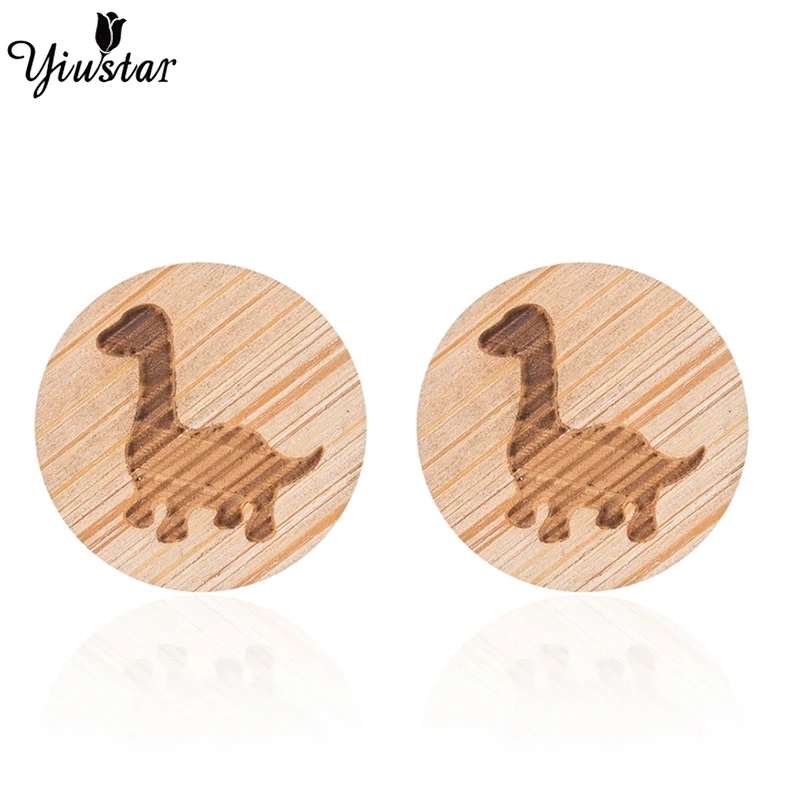

Yiustar Charming Generous Elegant Sweet Dinosaur Round Wooden Earrings Exquisite Earrings For Women Girls Family Party Gifts