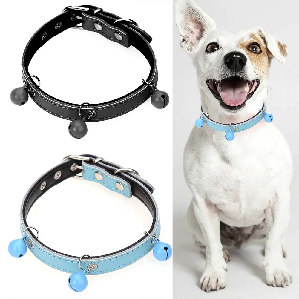 Leather Personalized Puppy Dog Puppy Collar Bell Cat Pet Neck Strap