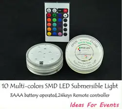 Лот из 12 LED RGB дистанционного управления погружной Водонепроницаемый свадебный Декор партии Tealight для свадьбы Бесплатная доставка