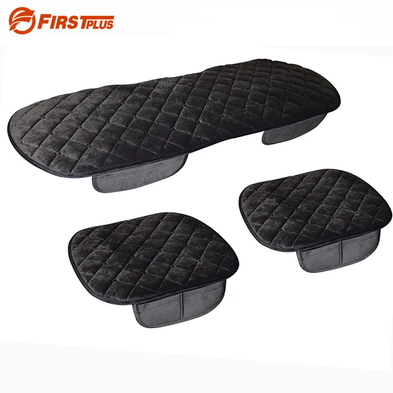 Универсальные качественные мягкие шелковые бархатные автомобильные чехлы для сидений, подушки для передних и задних сидений, черного и серого цвета, аксессуары для салона автомобиля