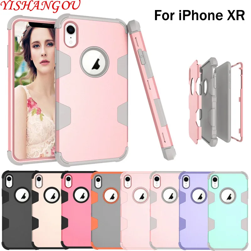 

YISHANGOU Hit Color Phone Case For iPhone X 6 6S 7 8 Plus Hybrid Armor 360 Ful Body Protective Cover For iPhone XS Max XR Coque