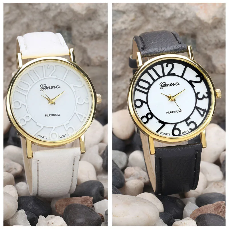 Big Number Vintage Dial Gold Unisex Watches Ladies Quartz Mens Watch