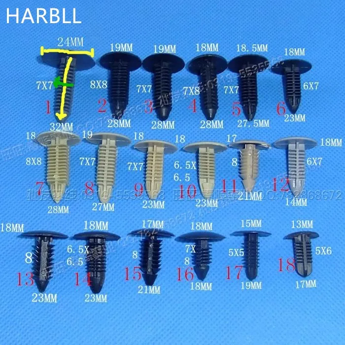 HARBLL 90PCS Top canopy trunk interior trim board clip sub - buckle 18 kinds of mixed equipment | Автомобили и мотоциклы