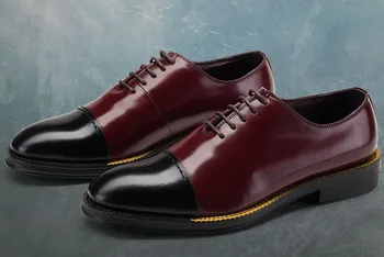 

High Quality Men Round Toes Mixed Color New Style Business Dress Shoes Men Youth Classical Lace Up Business Work Party Shoes