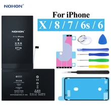 Nohon Аккумулятор для Apple iPhone X 6 6s 7 8 iPhone6 iPhone6s iPhone7 iPhone8 iPhoneX 2100mAh-2716mAh сменный литий-полимерный батарея+ бесплатный инструмент For Apple iPhone X 6 6s 7 8 6G 7G Мобильный телефон батарея