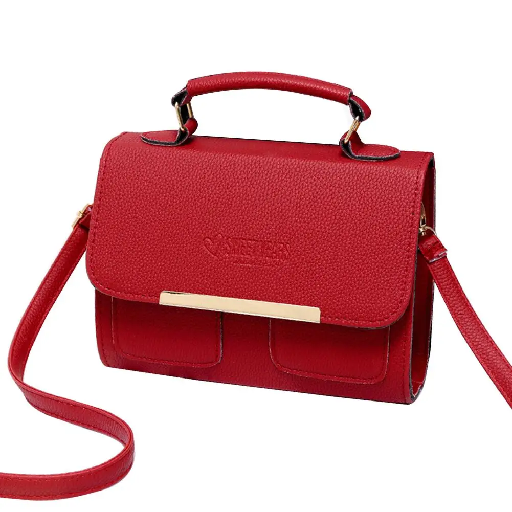 

Women Solid Color Faux Leather Adjustable Strap Crossbody Pouch Shoulder Bag