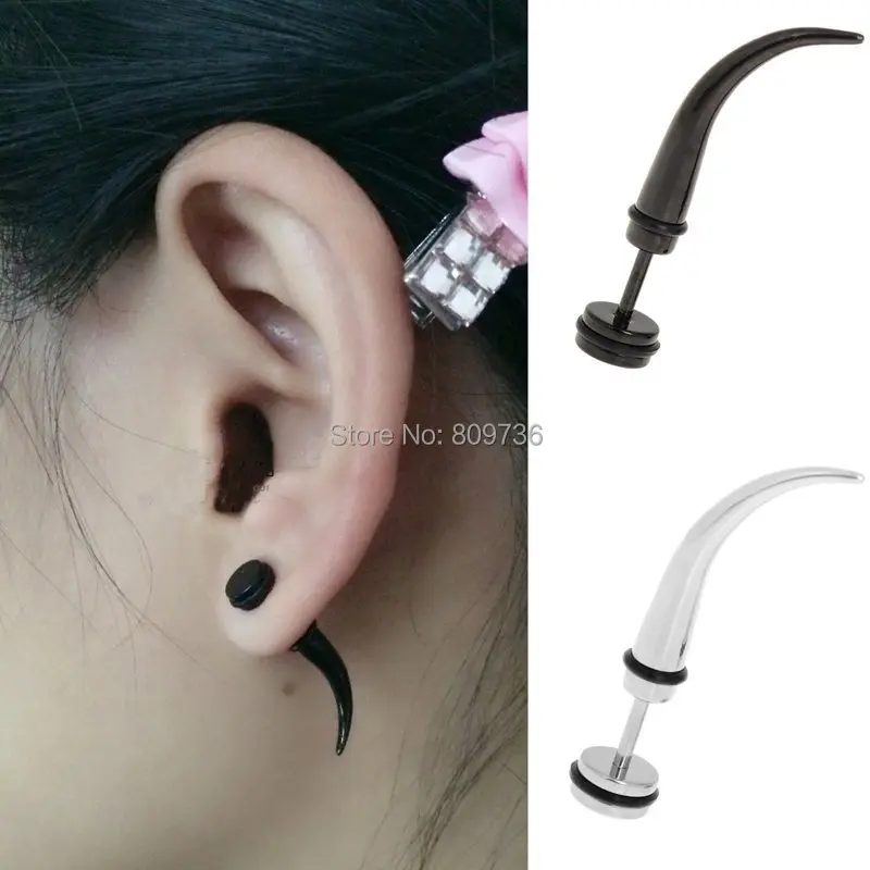 1pc Mens Punk Ear Taper Spike Stainless Steel Fake Cheater 1pc Mens Punk Ear Taper Spike Stainless Steel Fake Cheater Tunnels Plug Earrings New Chic Body Jewelry Piercing In From