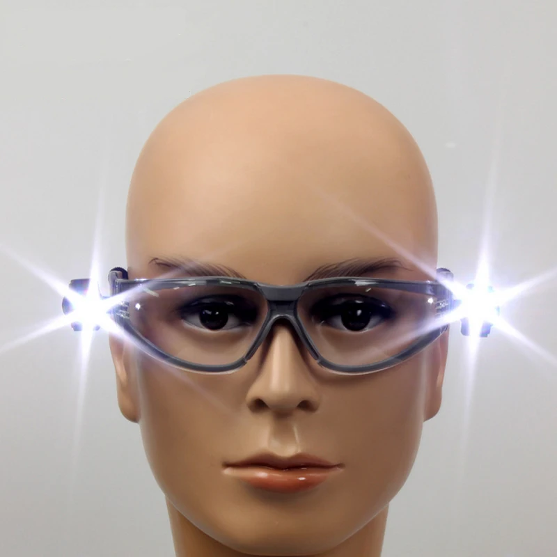 3M 11356, защитные светодиодный Очки, двойной яркий светодиодный свет, прозрачные линзы, анти-УФ, анти-шок, анти-туман, защитные рабочие очки