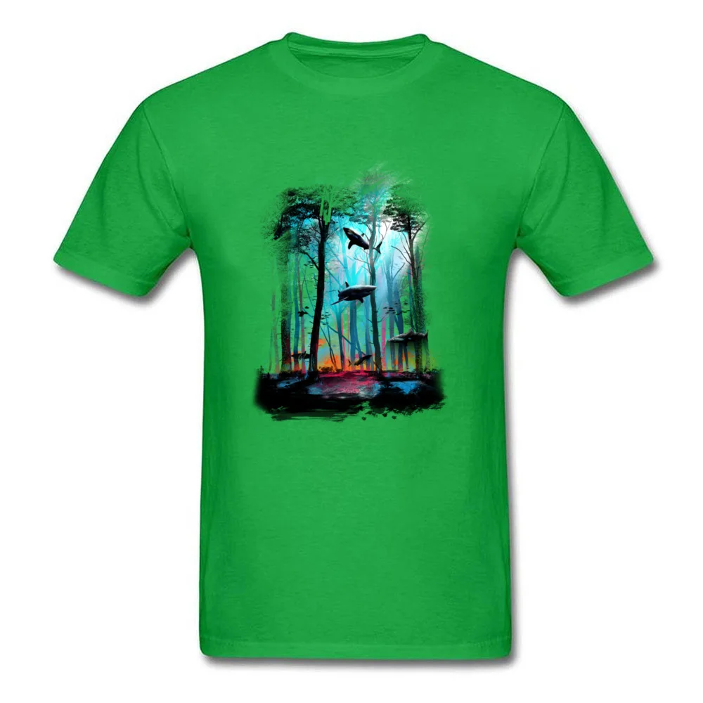 Shark Forest Men Brand Crazy Tops Tees Round Neck ostern Day All Cotton T-Shirt Geek Short Sleeve Tee-Shirts Drop Shipping Shark Forest green