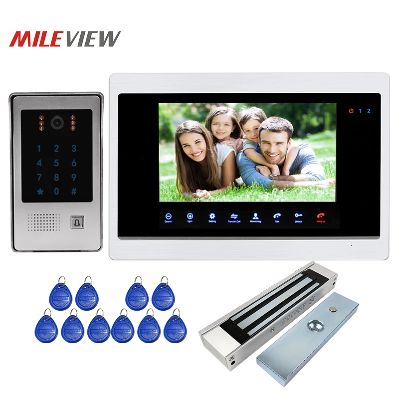 

Free Shipping 1.0MP 720P AHD 10" Video Intercom Door Phone Recording Monitor Kit RFID Code Keypad Doorbell Camera Magnetic Lock