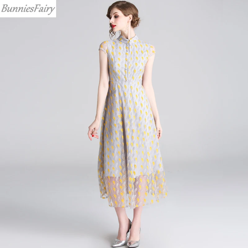 BunniesFairy 2019 летнее женское элегантное платье средней длины в китайском стиле с