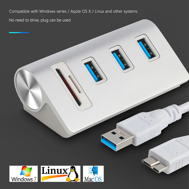 Powered USB hubs 3 Ports 3.0 with 2 slots Card Reader adapter hub converts for cameras/mice/keyboards/Card readers | Компьютеры и офис