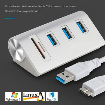 

Powered USB hubs 3 Ports USB 3.0 with 2 slots Card Reader USB adapter hub converts for cameras/mice/keyboards/Card readers