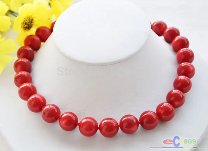 

Wholesale>>>S1642 AAA++ REAL natural 17" 15MM round red coral bead necklace #@