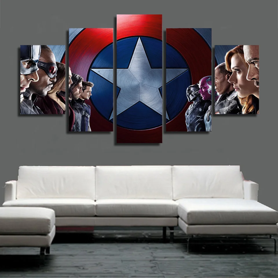 

5 Panel Movie Avengers Civil War Wall Art Picture Home Decoration Living Room Canvas Print Wall Picture Printing On Canvas