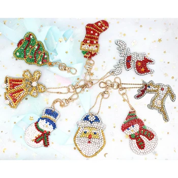 

2019 New 5D Diamond Painting Cartoon Keychain DIY Set Diamond Embroidery Mosaic Christmas Gift
