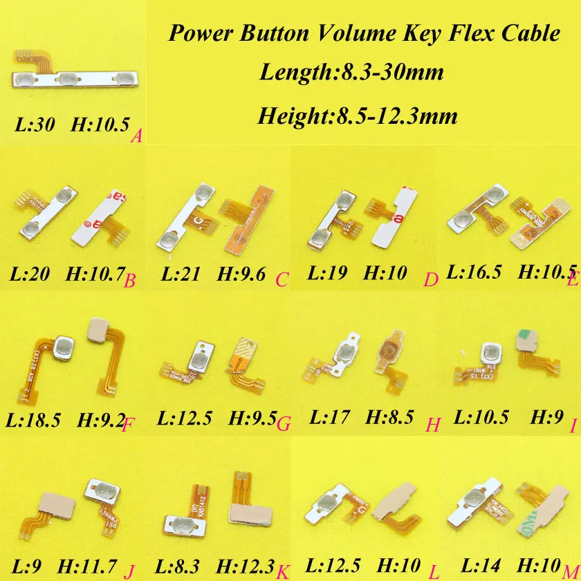 

Volume Key button Power Switch Flex Cable Ribbon replacement parts For Smart Phone,length:8.3-30mm height:8.5-12.3mm