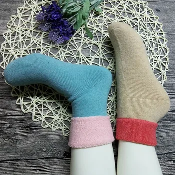 

2018 Winter Cashmere Socks Super Thicken Winter Socks Women Cotton Socks Thermal Towel Hemming Warm Socks 2 Pairs/lot BAC004