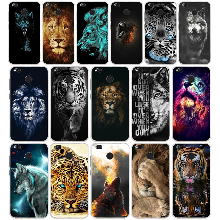 29 colorful Lion Tiger leopard Wolf TPU Soft Silicone Phone Case for Xiaomi Redmi 4X 4A 5A 6A 6 Note 5a pro mi a1 8 lite Cover