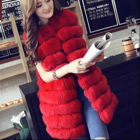 New 2019 Winter Women's Faux Fur Coat Artificial Vest Furry Vests Femme Jackets Plus Size Warm Fake Gilet Z321 | Женская одежда