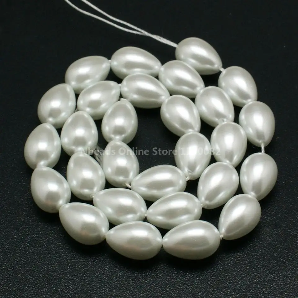 

pandahall 1 Strand Glass Imitation Teardrop Pearl Beads for Jewelry Making Bracelet Necklace Making Wheat/White Hole: 1mm