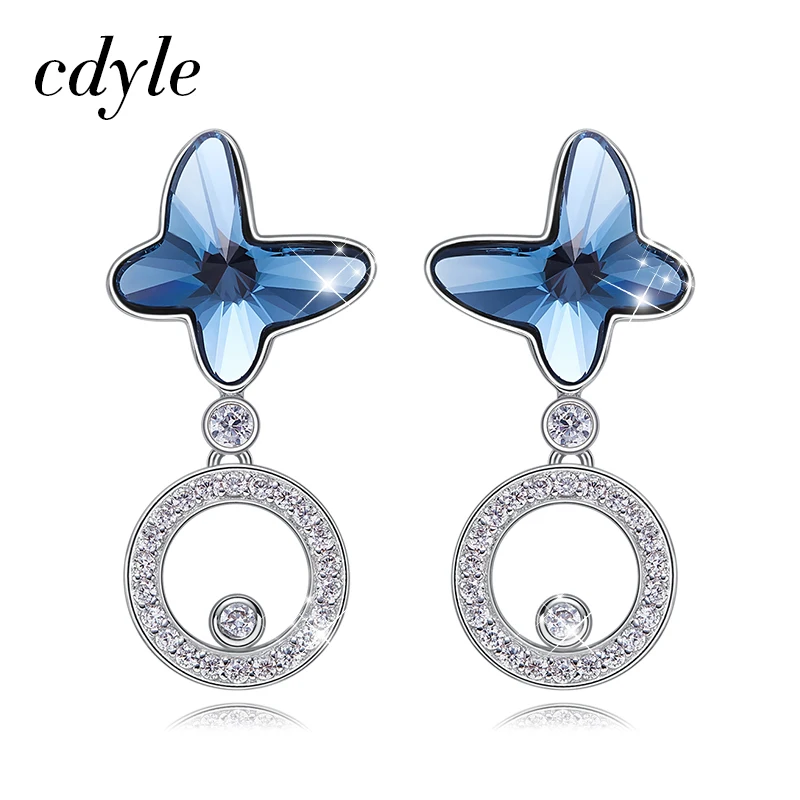 Серьги пусеты Cdyle из стерлингового серебра 925 пробы с бабочкой украшенные сережки
