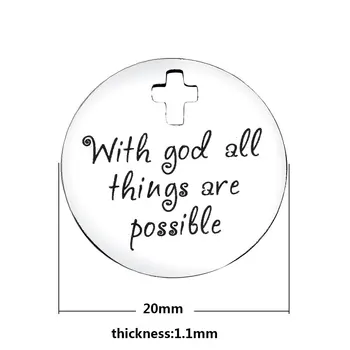 

20pcs 20mm Retro Jewelry Accessories lettering With god all things are possible Stainless steel nature steel charm for bracelet