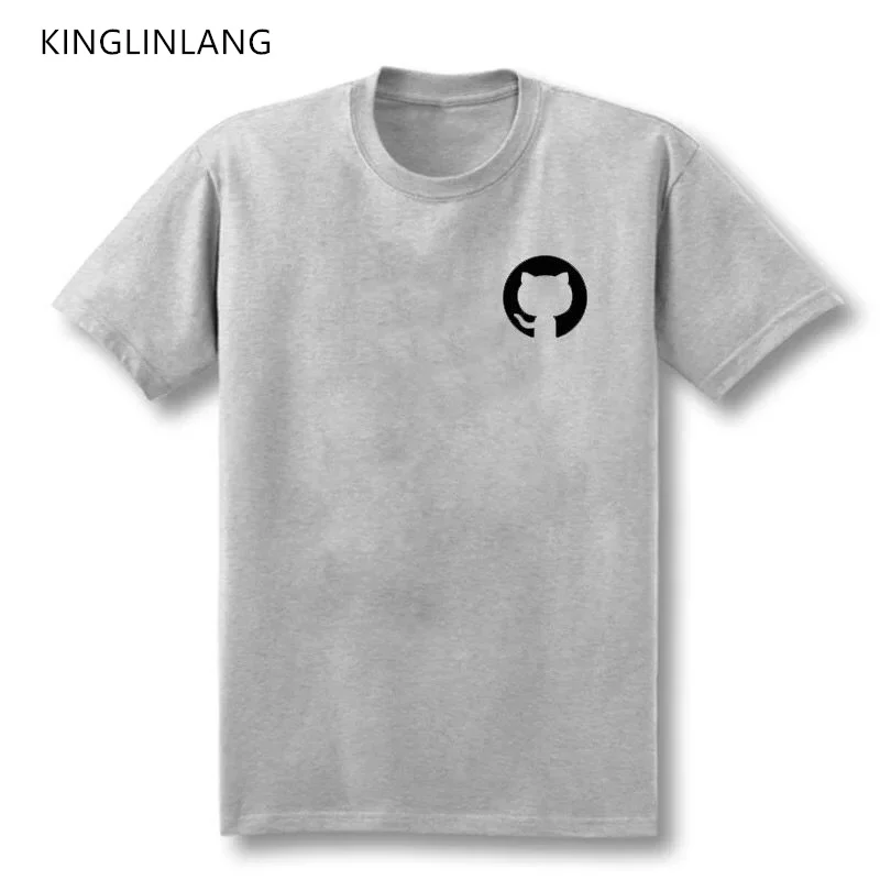 Geek Github Cotton Short font b T Shirt b font Male O Neck Programmer Octopus Cat