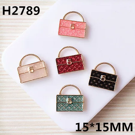

New Style number 5 decoration Alloy drop oil gold-color Cartoon handbags Shape Metal Charms diy Jewelry pendants accessory