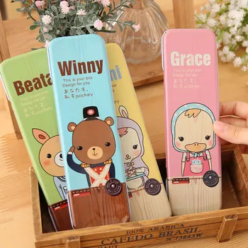 

Cute little animal pencil case Motivational strip gift jewelry bag student lunch cutlery bag kawaii School supplies escolar