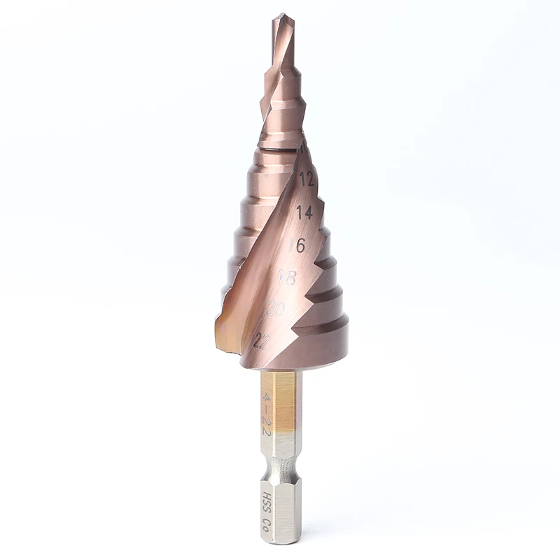 

CO M35 Multifunctional Triangle Bit Hex Shank 4-22MM Spiral Groove Metal Step Bit Stainless Steel Hole Woodworking Power Tools