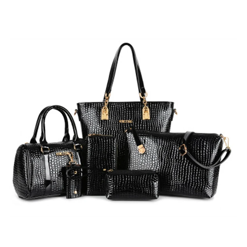 6 PCS font b Set b font Women font b Handbag b font Crocodile Pattern Composite