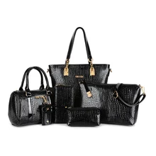 6 Unids/set Mujeres Patrón de Cocodrilo Bolso Compuesto Bolsa de Mujeres Messenger bag Bolsas de Hombro Bolso Monedero de LA PU Bolsos de Cuero