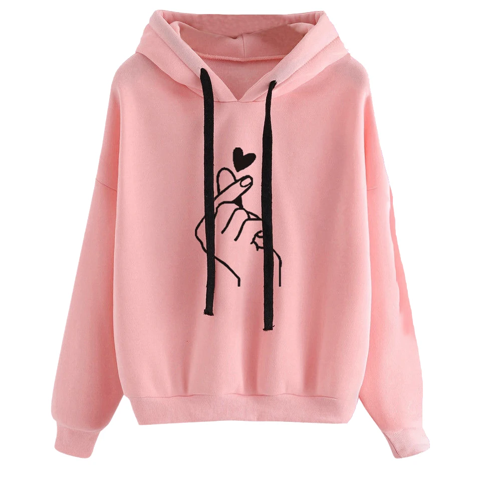 القلب هوديي الاصبع البلوز 4xl Poleron موهير 2019 أسود الأصفر هوديس النساء النبيذ الأحمر السترة Bts الكورية المتضخم هوديي